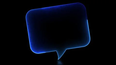 Glowing looping icon text bubble neon effect, black background Illustrazione stock