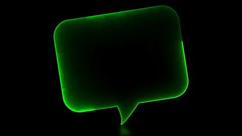 Glowing looping icon text bubble neon effect, black background Illustrazione stock