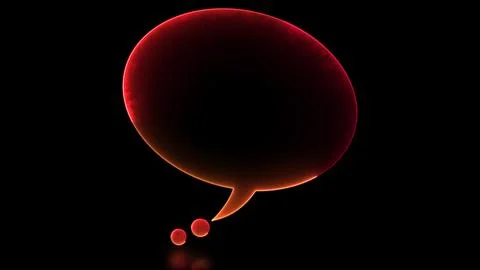 Glowing looping icon text bubble neon effect, black background Stock Illustration