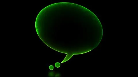 Glowing looping icon text bubble neon effect, black background Illustrazione stock