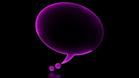 Glowing looping icon text bubble neon effect, black background Stock-Illustration