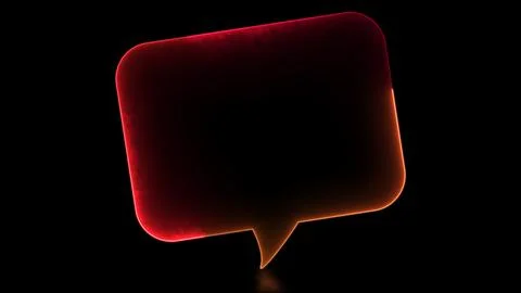 Glowing looping icon text bubble neon effect, black background Illustrazione stock