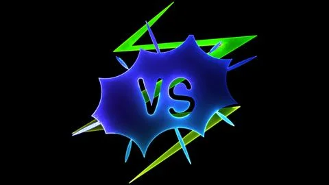 Glowing looping icon VS neon effect, black background Stock-Illustration
