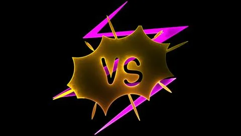 Glowing looping icon VS neon effect, black background Stock Illustration