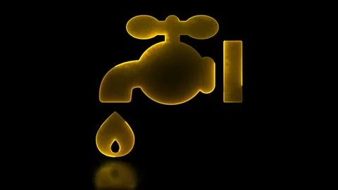 Glowing looping icon water saving symbol neon effect, black background Stock-Illustration