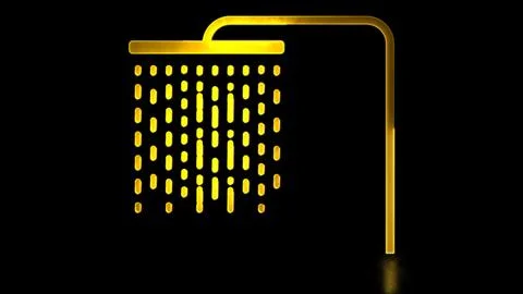 Glowing looping icon water saving symbol neon effect, black background Stock Illustration