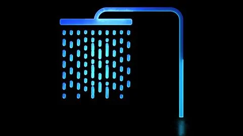 Glowing looping icon water saving symbol neon effect, black background Иллюстрация