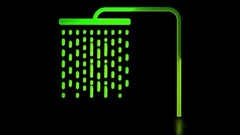Glowing looping icon water saving symbol neon effect, black background Stock-Illustration