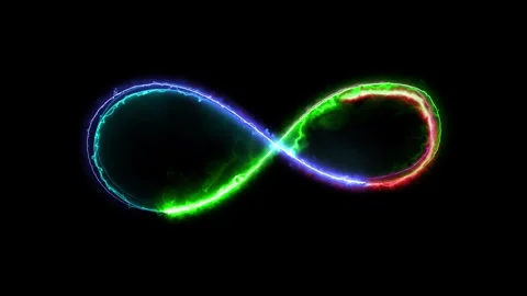 Glowing looping infinity shape neon frame effect, black background. Stock Footage 262422388