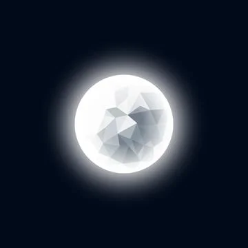 Glowing Low Poly moon on a dark background Stock Illustration