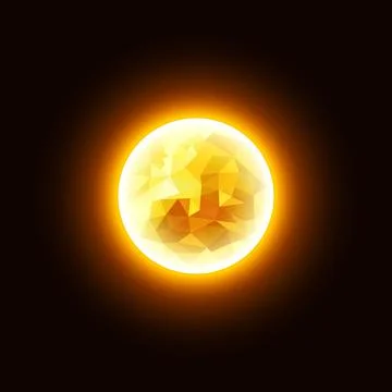 Glowing Low Poly sun on a dark background Illustrazione stock