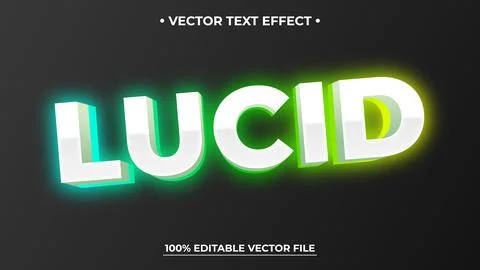 Glowing Lucid Text Effect with Cyan and Yellow Gradient on Dark Background Stock Illustration