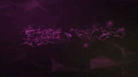 A glowing magenta chain of angular digital connections stretches across a d.. Stock Illustration