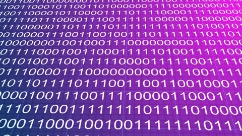 Glowing Magenta Purple Binary Code Data Flow Background Stock Footage 319980401