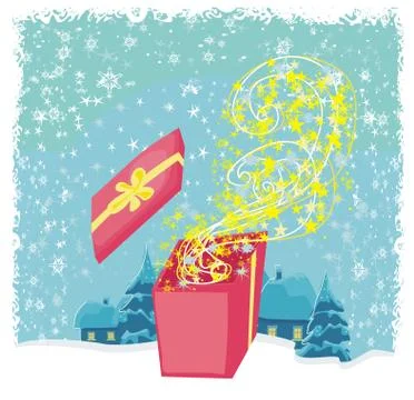 Glowing magic gift box Stock Illustration