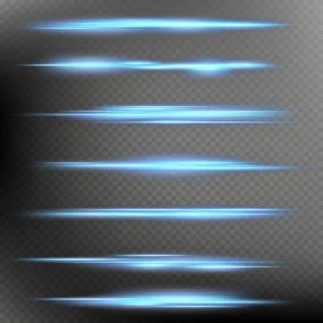 Glowing magic neon blur light flare objects effects collection isolated on dark Stock Illustration