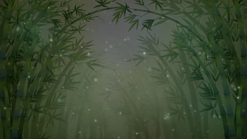 Glowing Magic Particles Drifting Upward Through a Dense Bamboo Forest Stock Footage 339755316