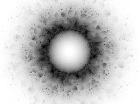 Glowing magical stargate hexagonal patterns black and white inverted Illustrazione stock