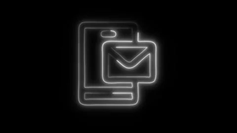 Glowing Mail Inbox App Icon in HD Video Neon Animation Stock Footage 304555517