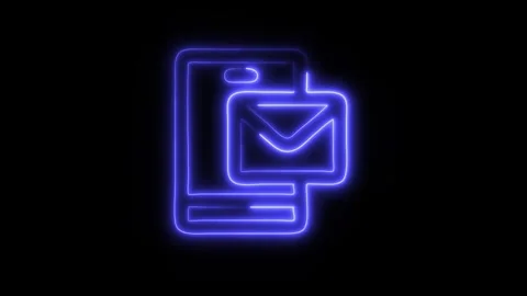 Glowing Mail Inbox App Icon in HD Video Neon Animation Vídeos de archivo 304555519