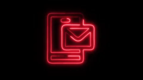 Glowing Mail Inbox App Icon in HD Video Neon Animation Vidéo 304555526