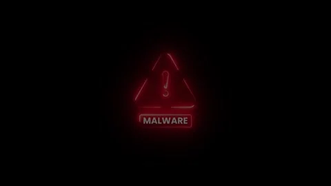 Glowing malware symbol with triangular alert sign animation Stock Footage 327890269