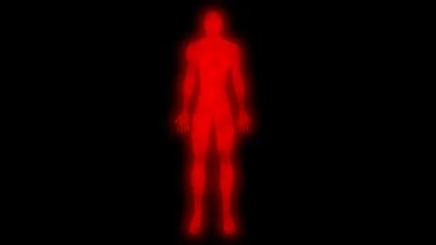 Glowing man arms down at sides. Internal smoke effect in body silhouette Stock Illustration