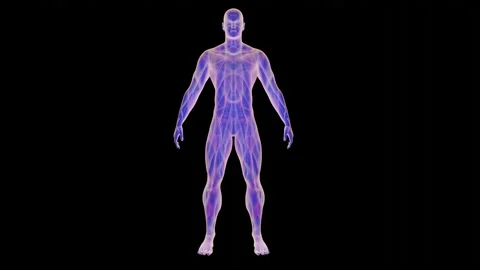 Glowing man with moving transforming textures and patterns. 3d animation Stock-Footage 228366874