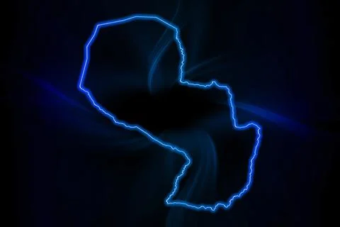 Glowing Map of Paraguay, modern blue outline map 库存插图