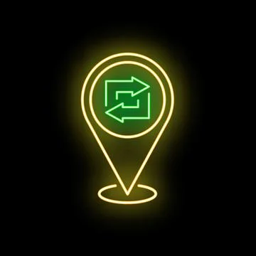 Glowing map pin showing refresh arrows symbol Illustrazione stock