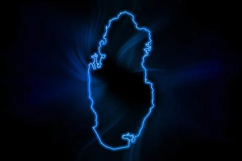 Glowing Map of Qatar, modern blue outline map Stock Illustration