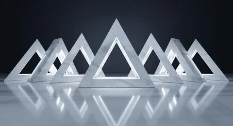 Glowing marble triangles creating a modern and minimalist atmosphere Stock Photos