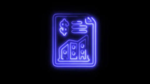Glowing Market Share Icon in HD Video Neon Animation 스톡 동영상 304555015
