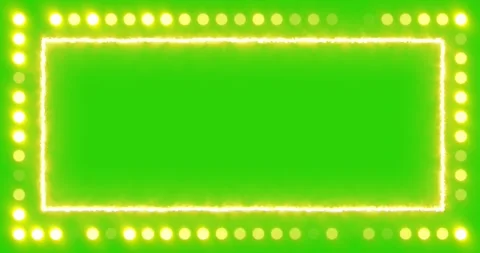 Glowing Marquee Light Border Frame on Green Background Stock Footage 339642647