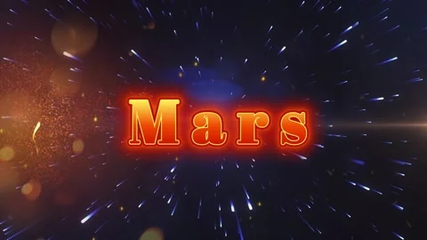 Glowing mars text overlay against high speed motion blur cosmic space warp Видео 345127482