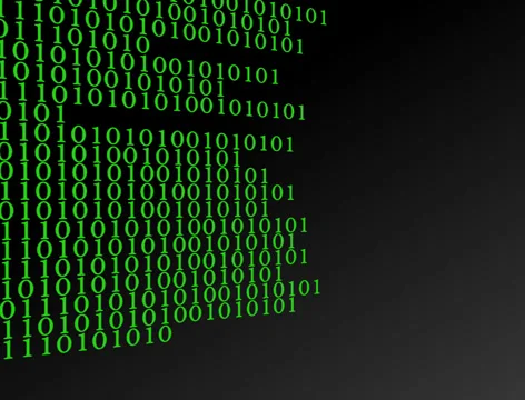 Glowing Matrix: Green Binary Code Creates Block of 1's and 0's 3/4 Stock Footage 27691350