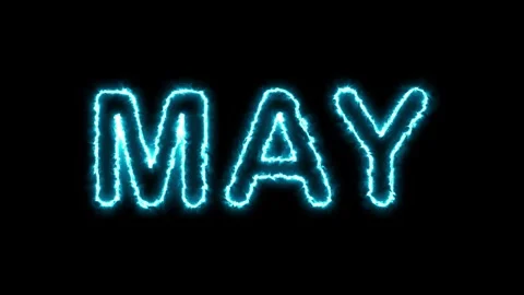 Glowing MAY Neon Text Animation for Events, Celebrations, and Promotions Video stock 318539364