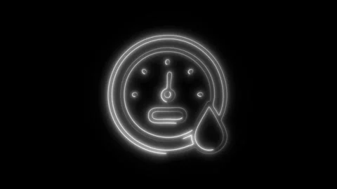 Glowing Measuring Hygrometer Icon in HD Video Neon Animation Stock Footage 304556166