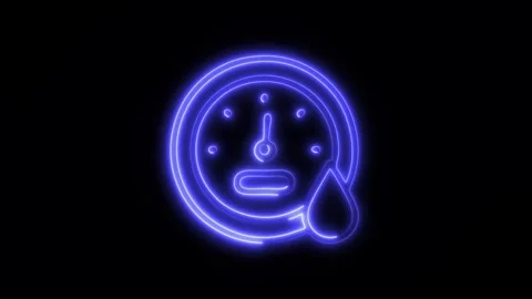 Glowing Measuring Hygrometer Icon in HD Video Neon Animation Vidéo 304556167