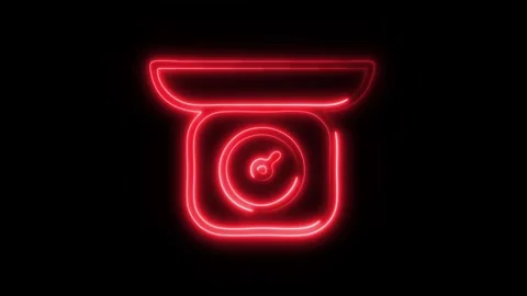 Glowing Measuring Kitchen Scale Icon in HD Video Neon Animation Stock Footage 304556172