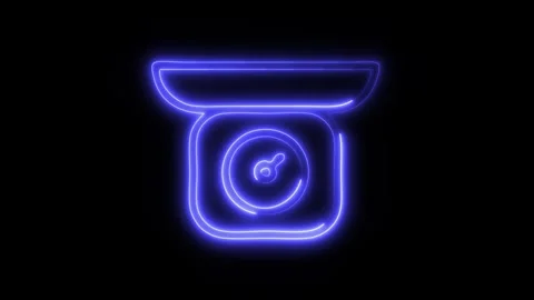 Glowing Measuring Kitchen Scale Icon in HD Video Neon Animation Vidéo 304556176