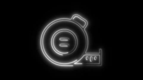 Glowing Measuring Tape Icon in HD Video Neon Animation Stock Footage 304556152