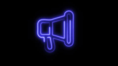 Glowing Megaphone Icon in HD Video Neon Animation Video stock 304555491