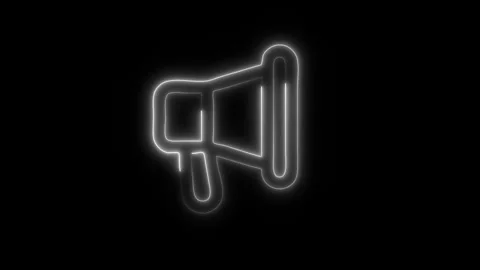 Glowing Megaphone Icon in HD Video Neon Animation Stock-Footage 304555493