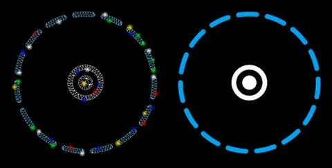 Glowing Mesh 2D Circle Area Icon with Flare Spots 스톡 일러스트