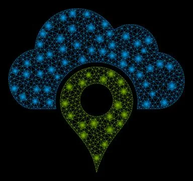 Glowing Mesh 2D Cloud Location with Flash Spots イラスト素材