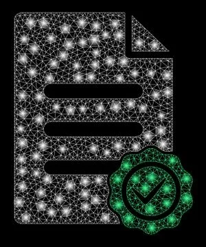 Glowing Mesh 2D Confirmation Document with Flash Spots Illustrazione stock