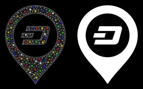 Glowing Mesh 2D Dash Map Pointer Icon with Flash Spots 스톡 일러스트