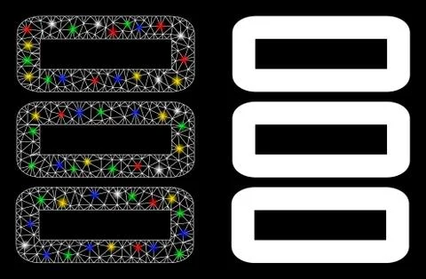 Glowing Mesh 2D Database Icon with Flash Spots 库存插图