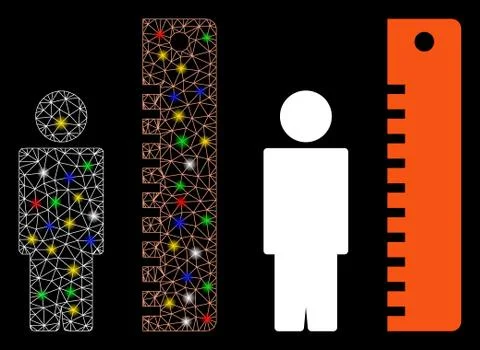 Glowing Mesh 2D Height Meter Icon with Flare Spots Stock Illustration